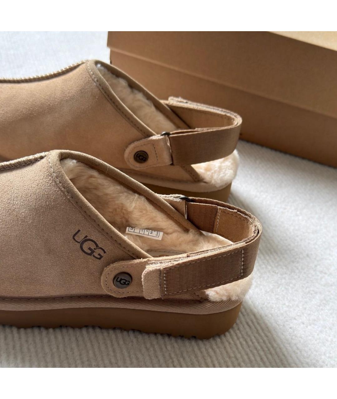 UGG AUSTRALIA Бежевые замшевые сабо, фото 6