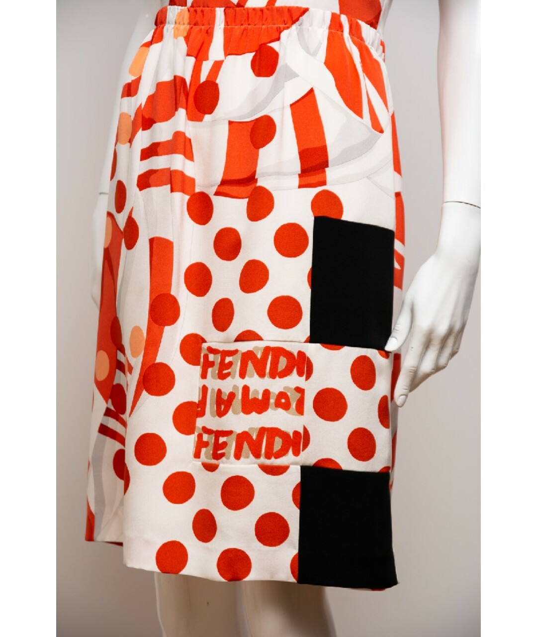 FENDI Мульти шелковое платье, фото 6