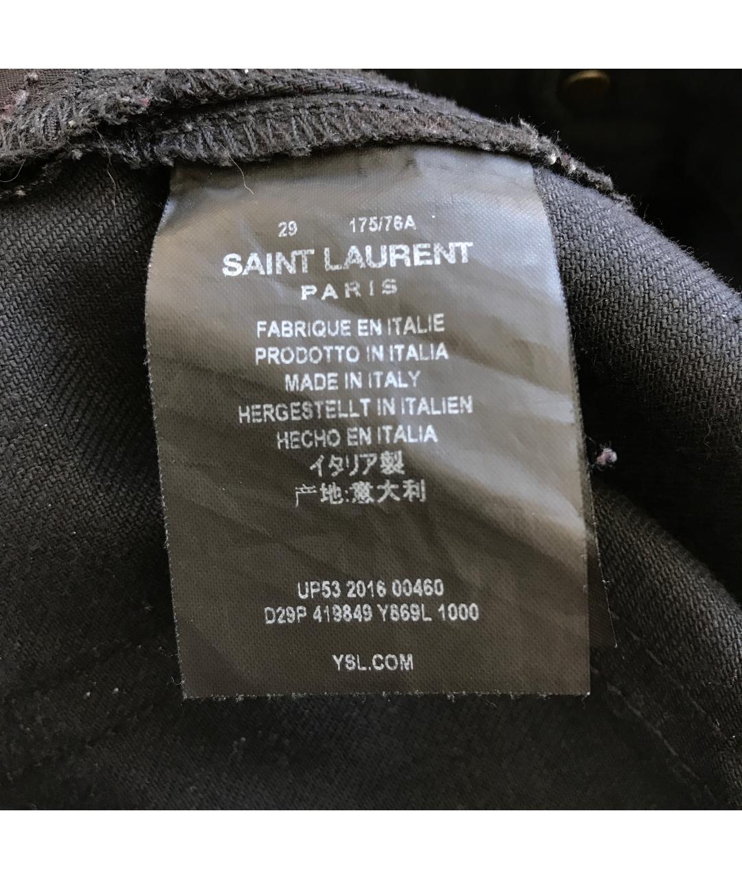 SAINT LAURENT Черные хлопко-эластановые джинсы скинни, фото 7