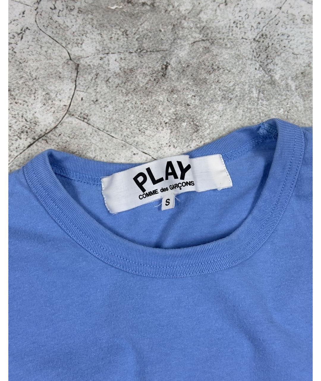 COMME DES GARÇONS PLAY Голубая хлопковая футболка, фото 4