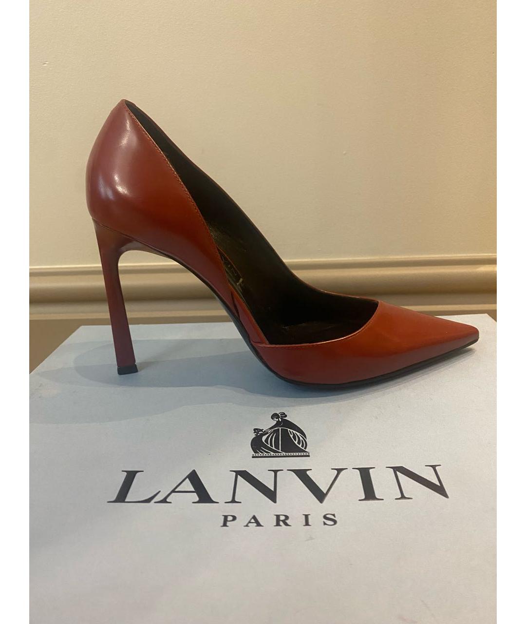 LANVIN Бордовые кожаные туфли, фото 6