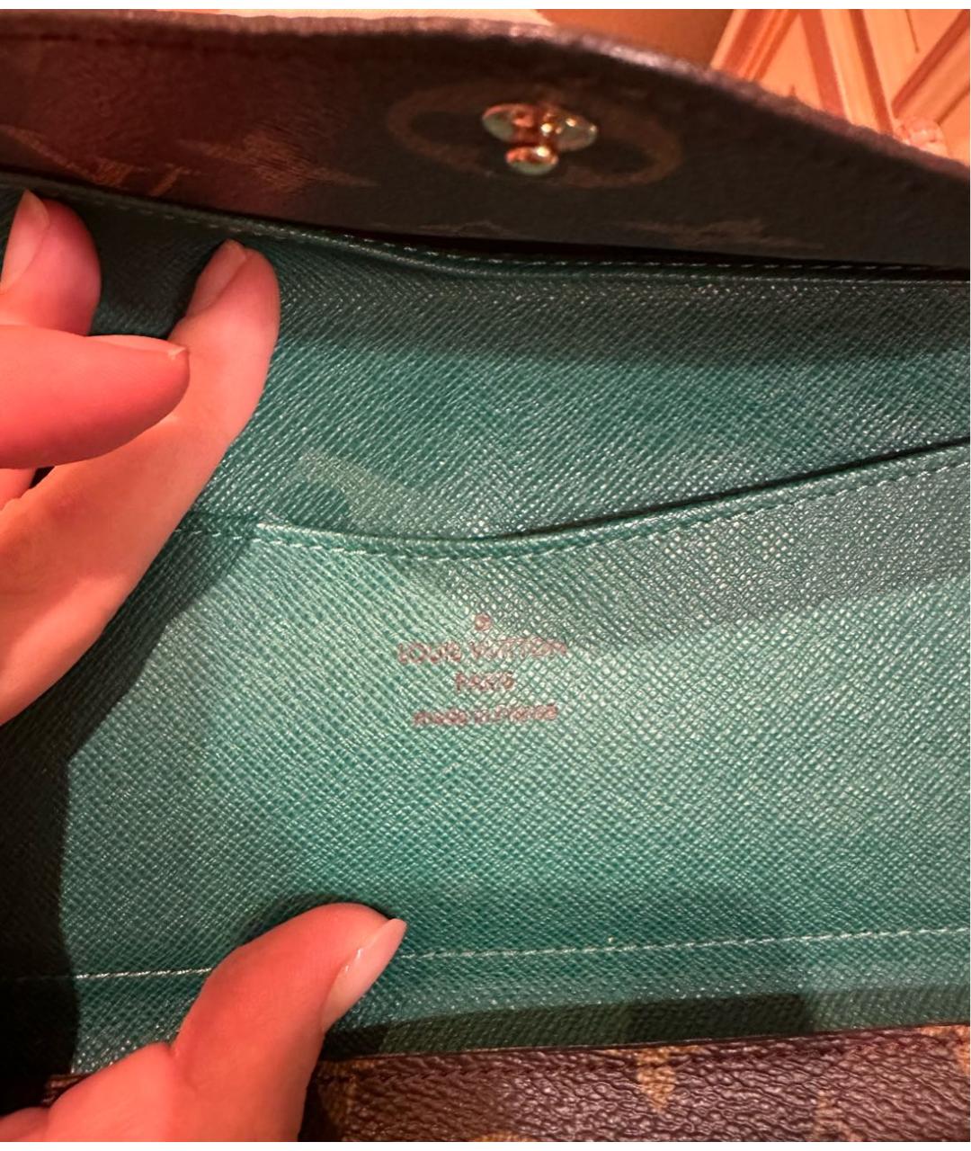 LOUIS VUITTON Коричневый кожаный кошелек, фото 4