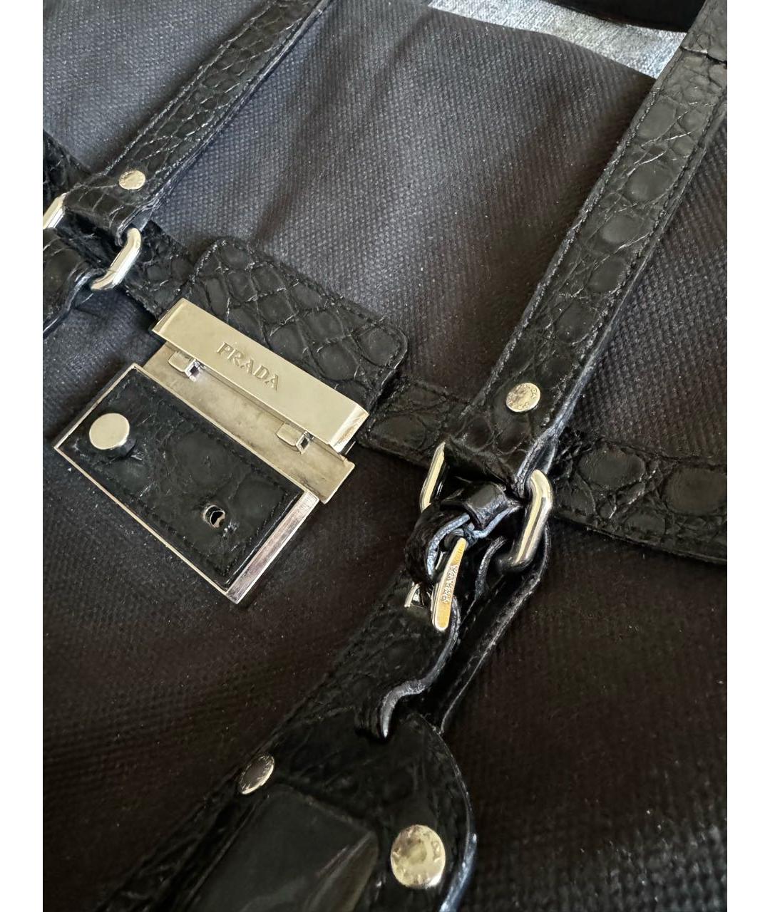 PRADA Черная тканевая сумка тоут, фото 4