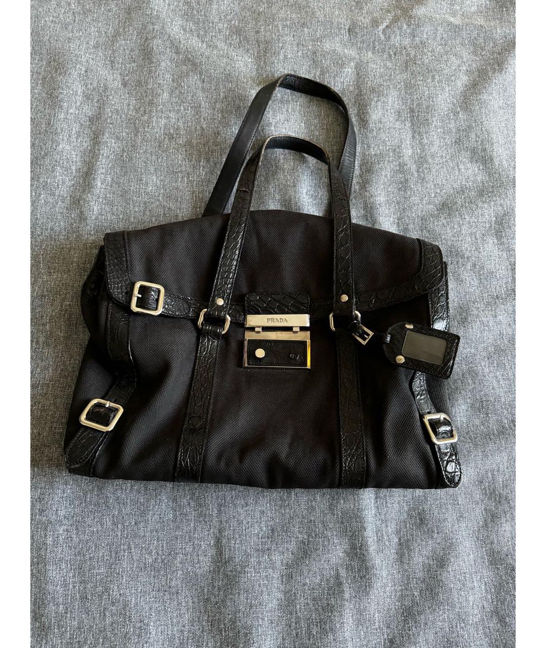 PRADA Черная тканевая сумка тоут, фото 9