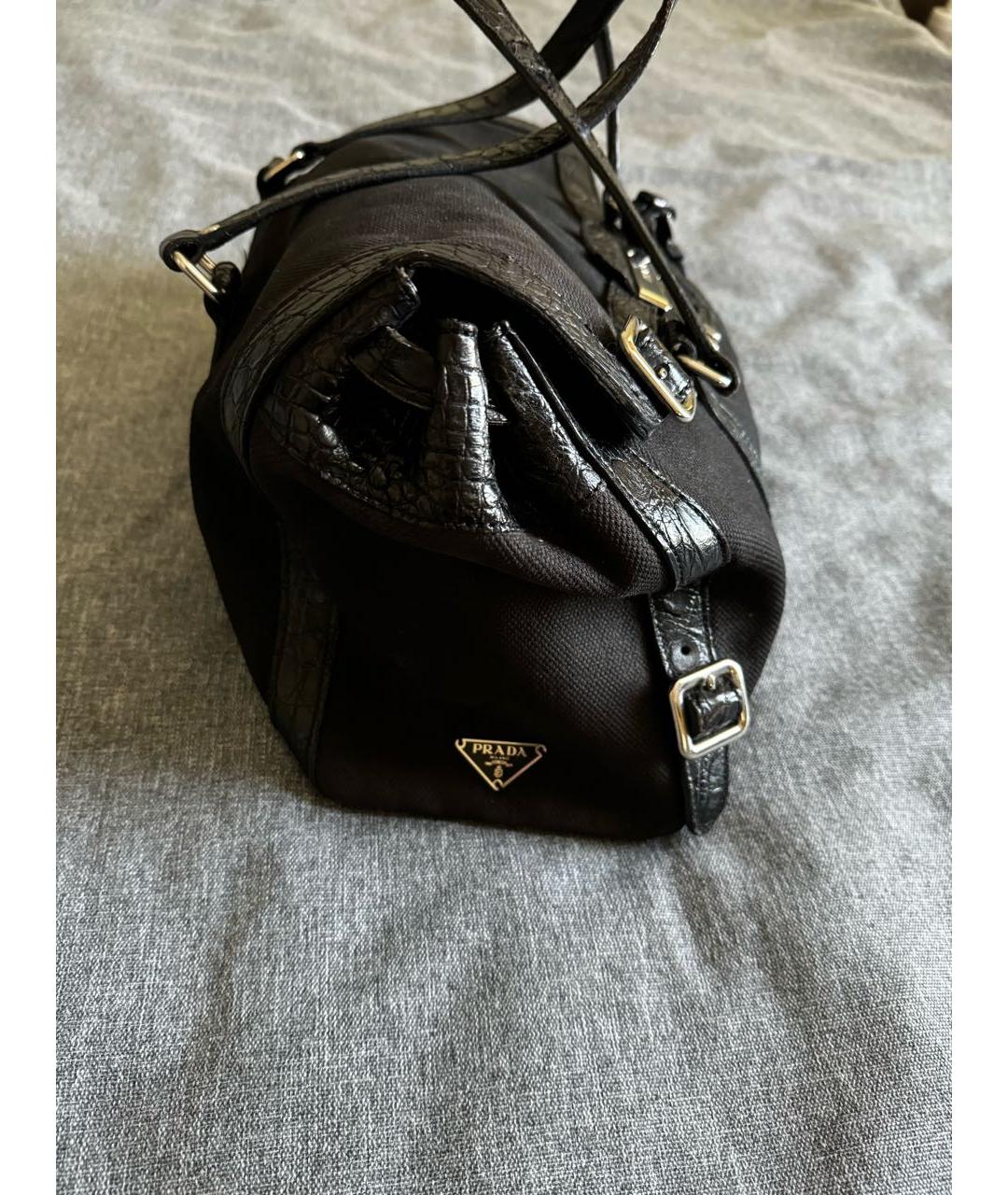 PRADA Черная тканевая сумка тоут, фото 7