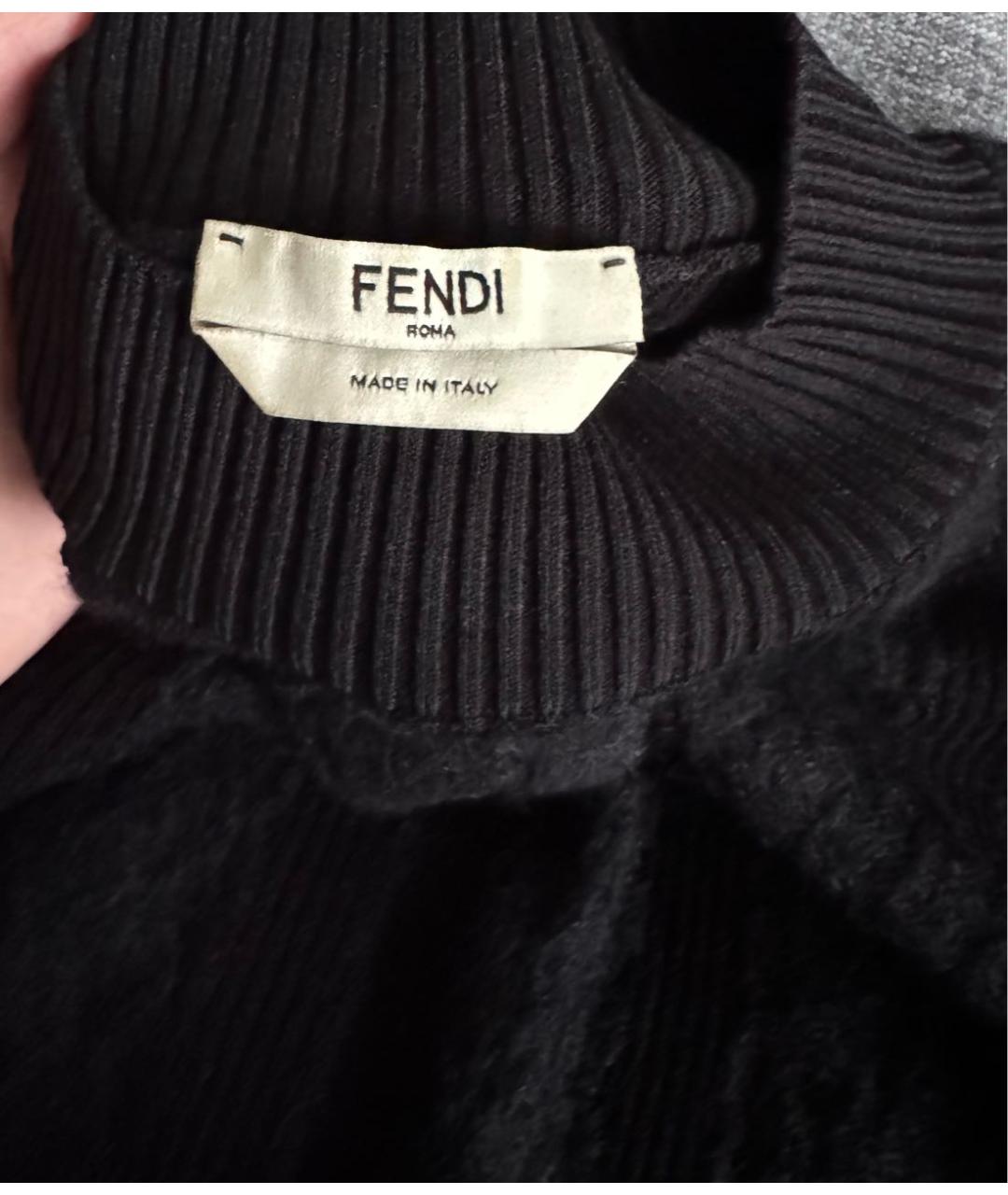 FENDI Черный шерстяной джемпер / свитер, фото 3