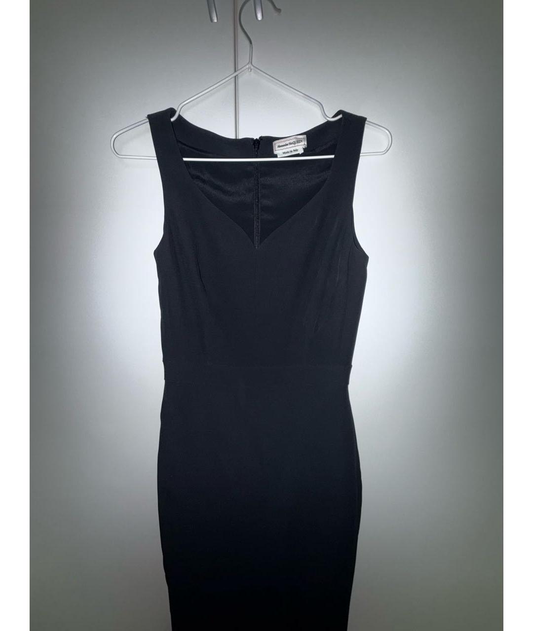 ALEXANDER MCQUEEN Черное вискозное коктейльное платье, фото 4