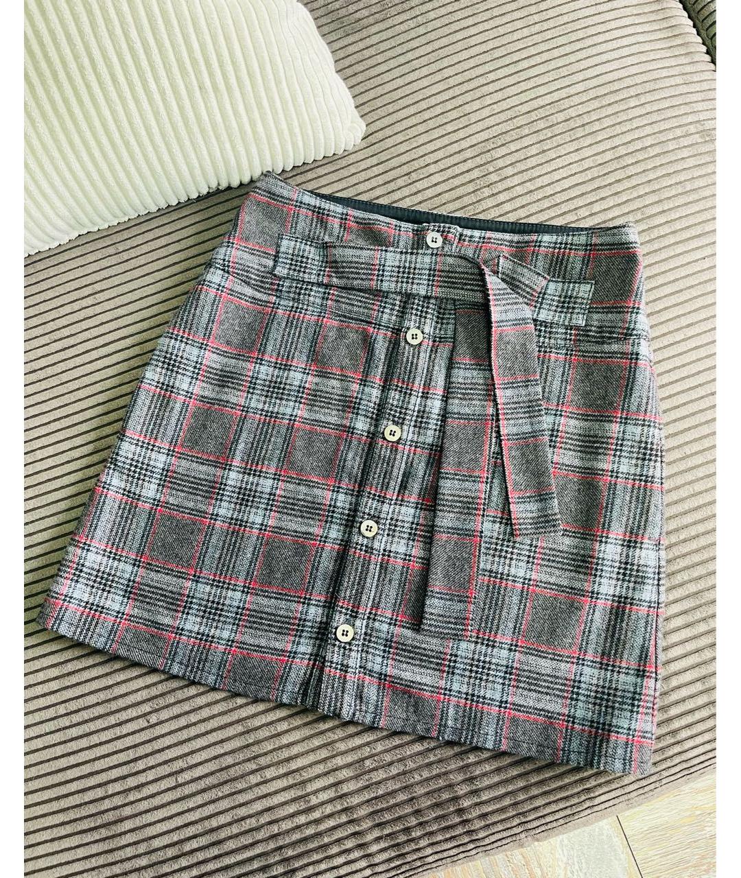 MAX&CO Серая шерстяная юбка мини, фото 3