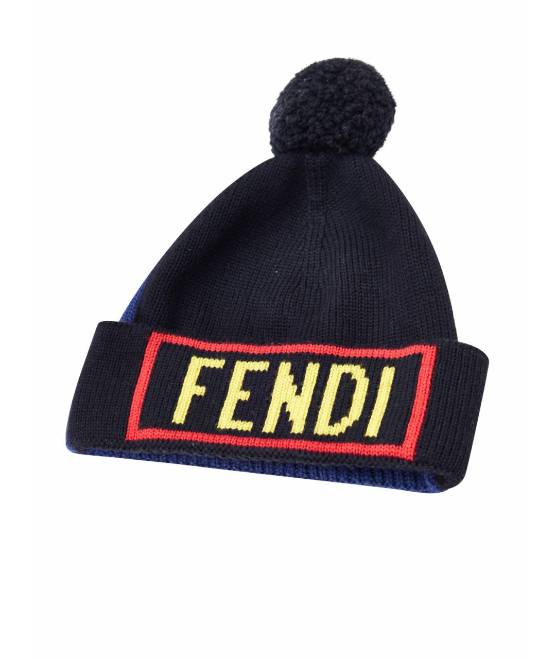 FENDI Черная шерстяная шапка, фото 1