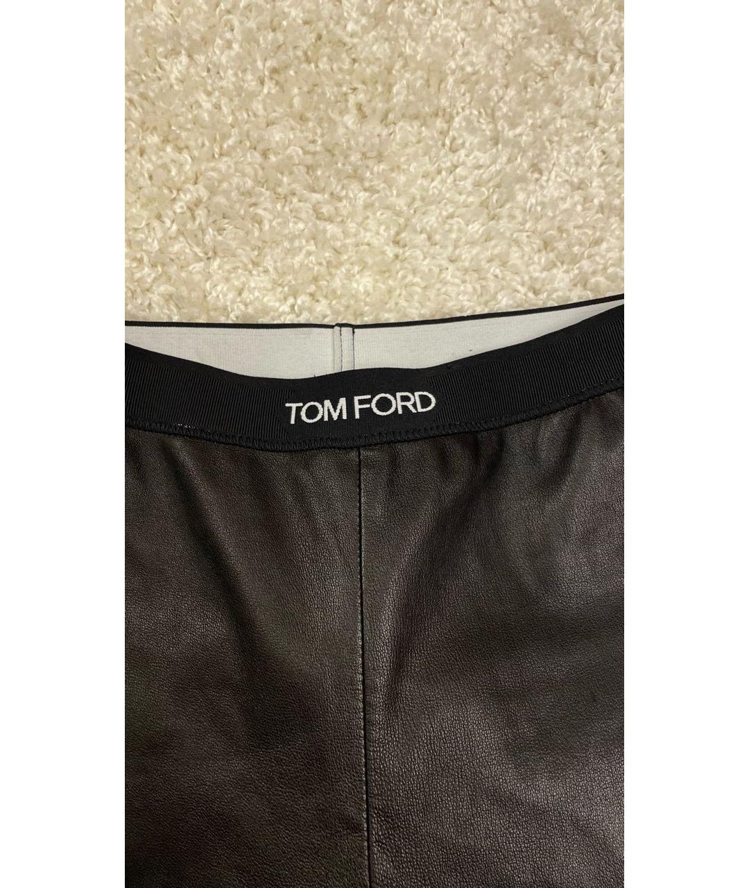 TOM FORD Черные кожаные брюки узкие, фото 4