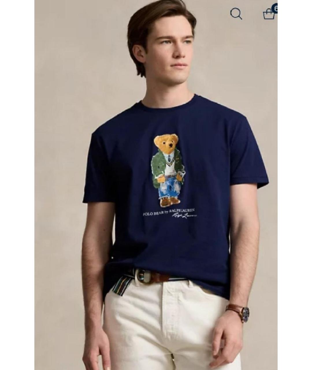 POLO RALPH LAUREN Темно-синяя хлопковая футболка, фото 6