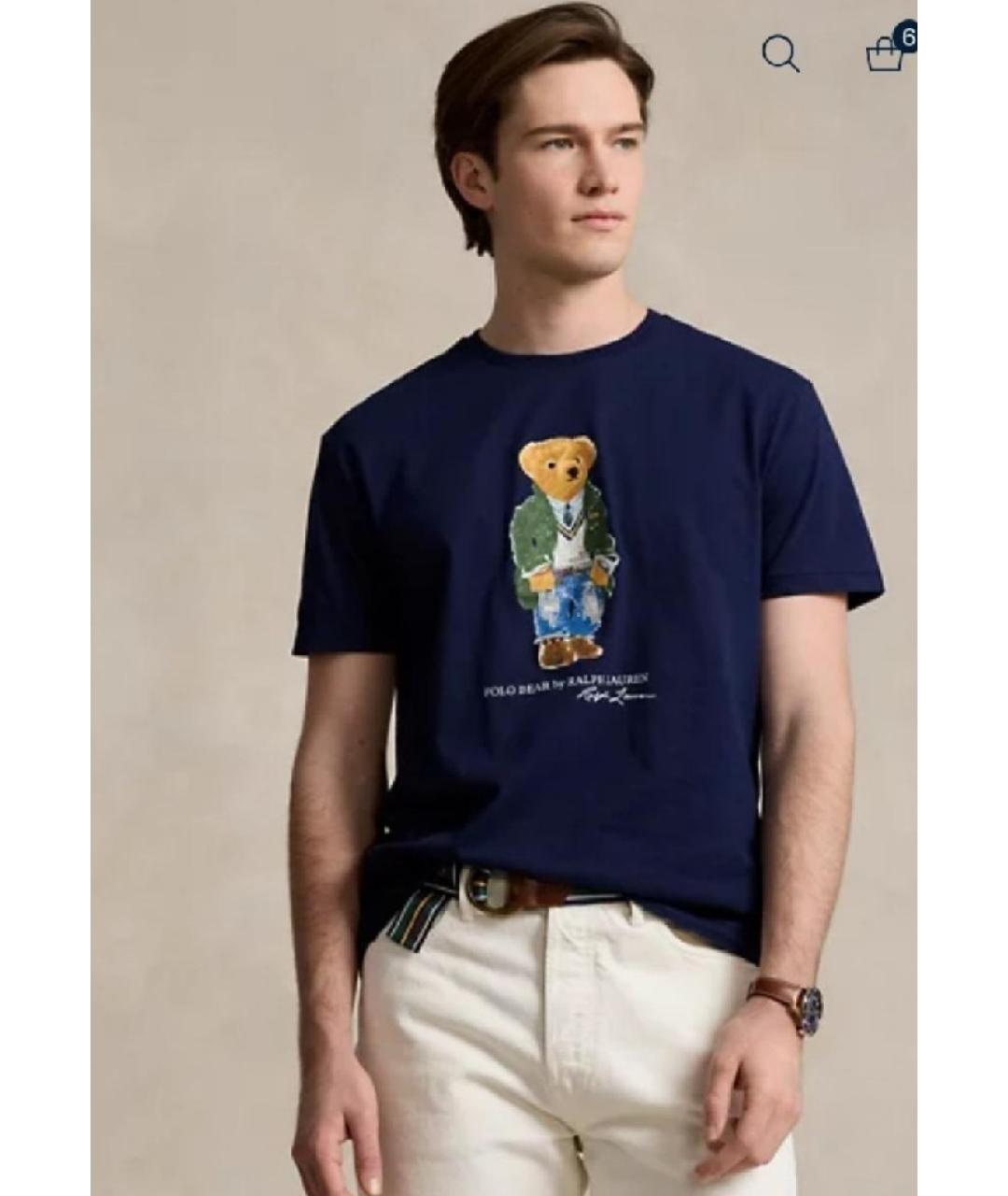 POLO RALPH LAUREN Темно-синяя хлопковая футболка, фото 6