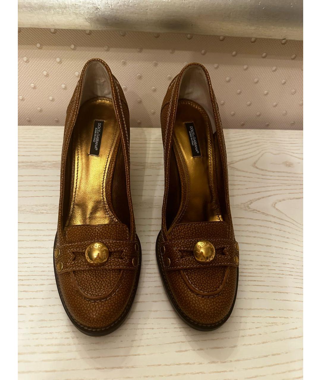 DOLCE&GABBANA Коричневые кожаные туфли, фото 2