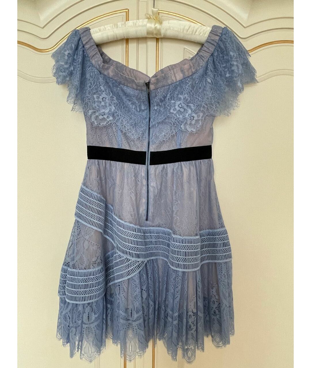SELF-PORTRAIT Голубое кружевное повседневное платье, фото 3