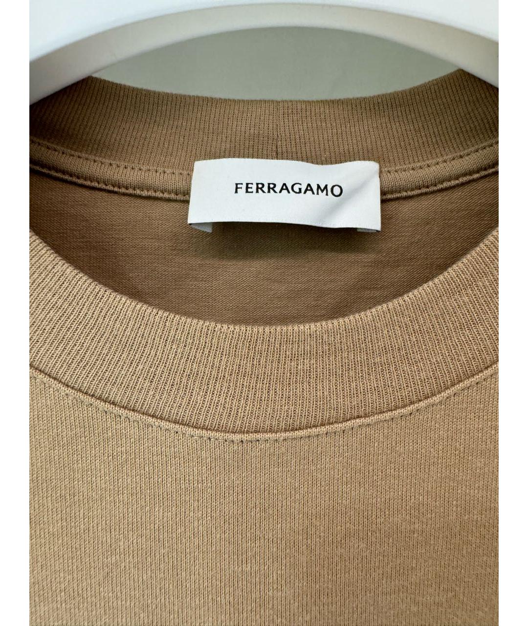 SALVATORE FERRAGAMO Бежевая хлопковая футболка, фото 4