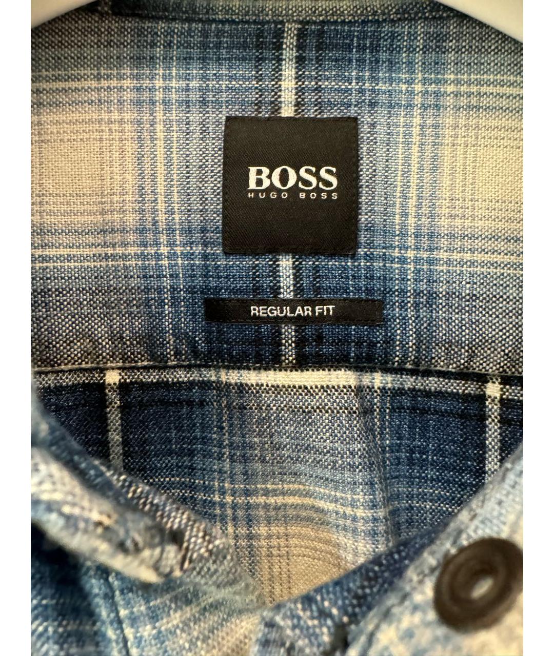 HUGO BOSS Голубая хлопковая кэжуал рубашка, фото 3