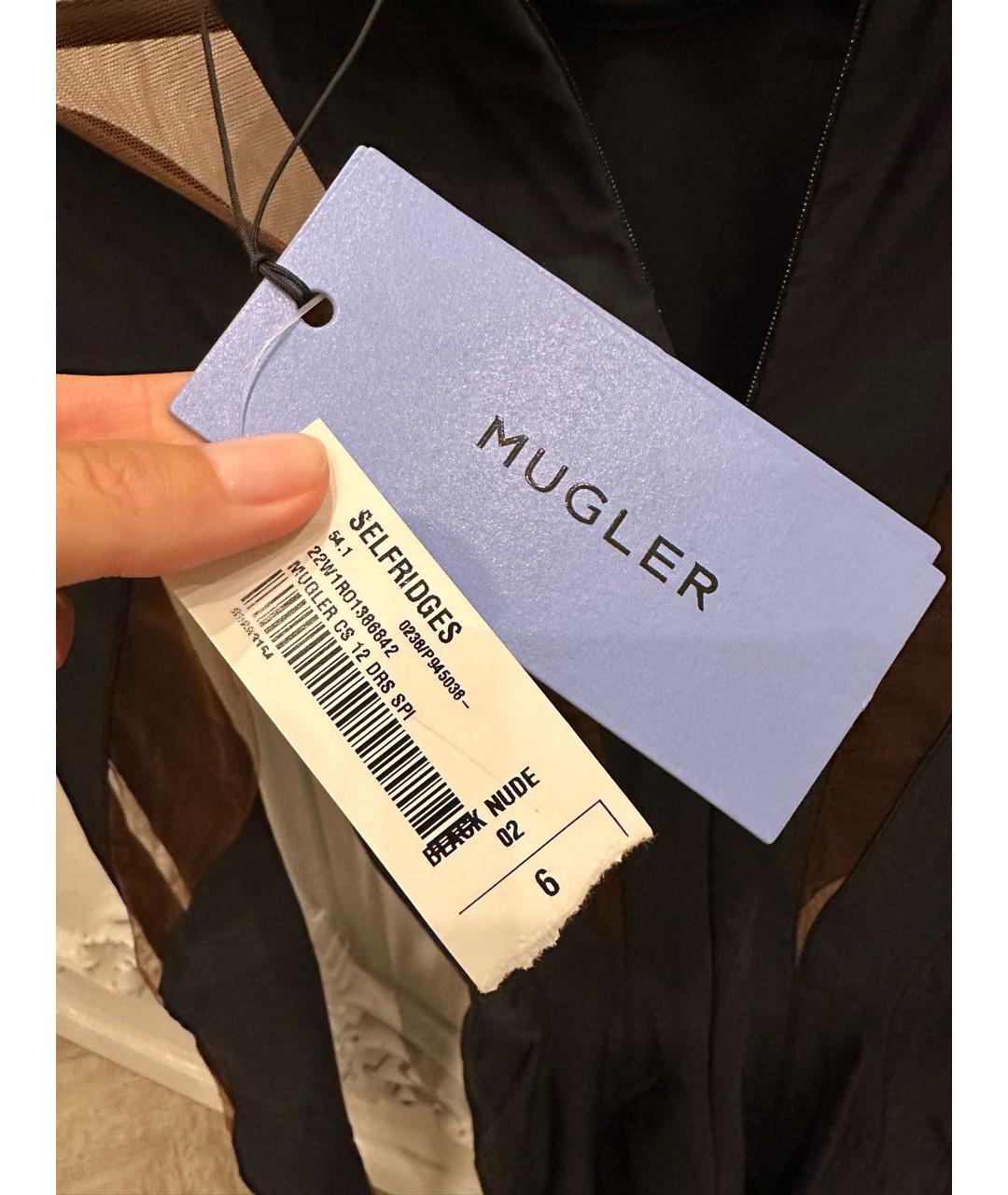 MUGLER Черное синтетическое коктейльное платье, фото 3