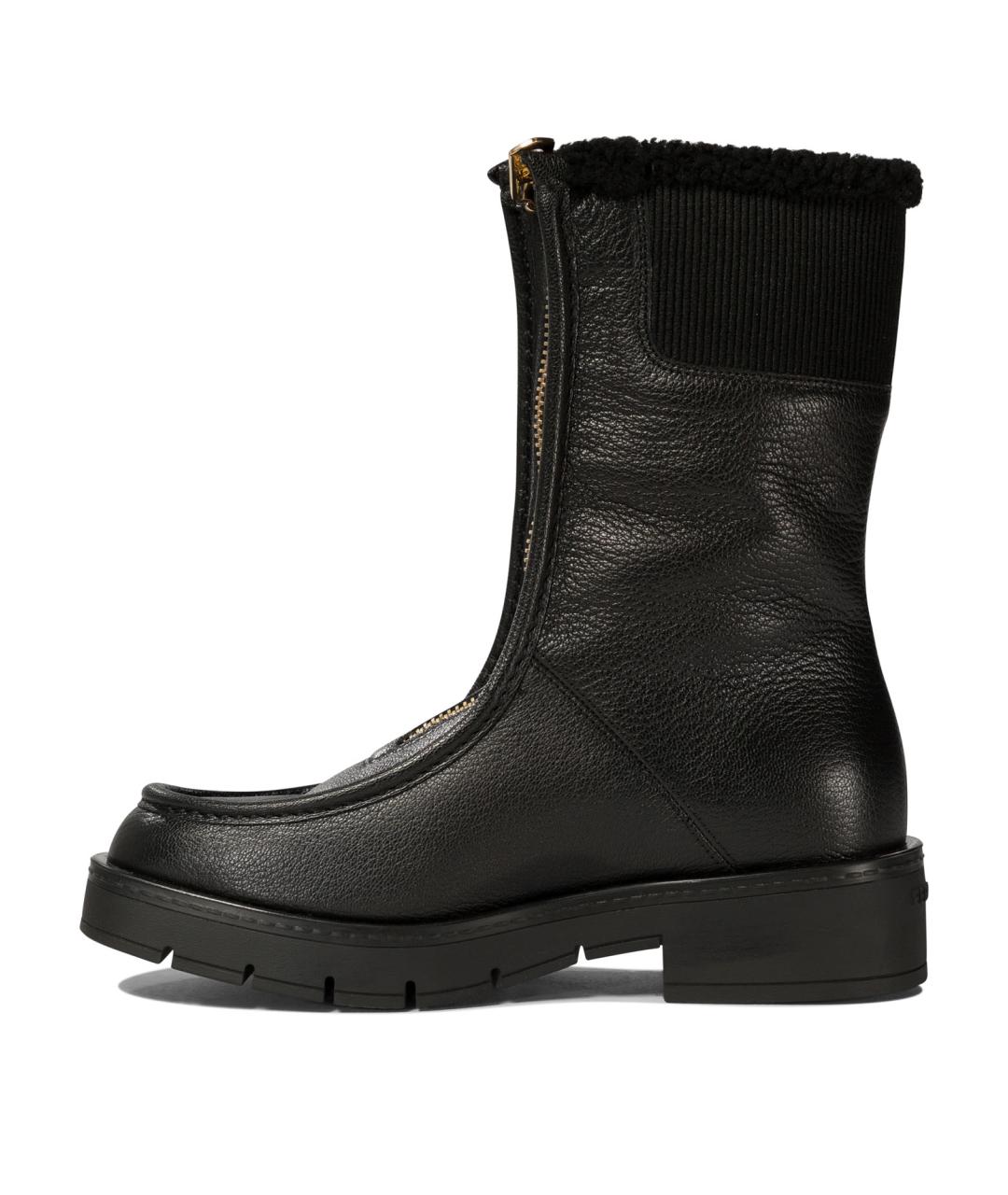 FERRAGAMO Черные кожаные сапоги, фото 3