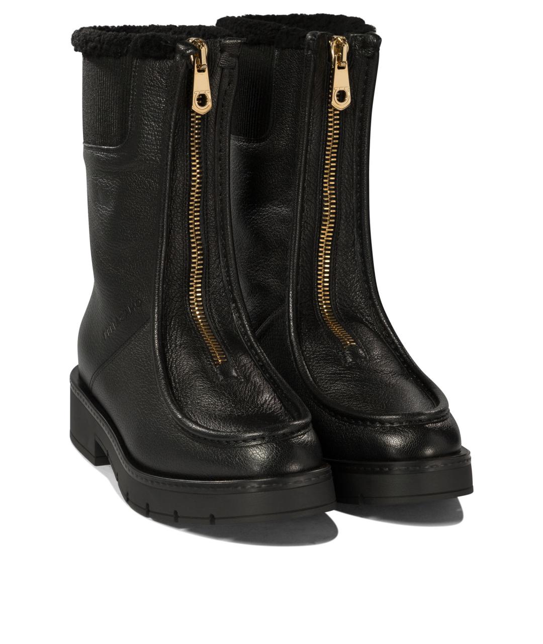FERRAGAMO Черные кожаные сапоги, фото 2