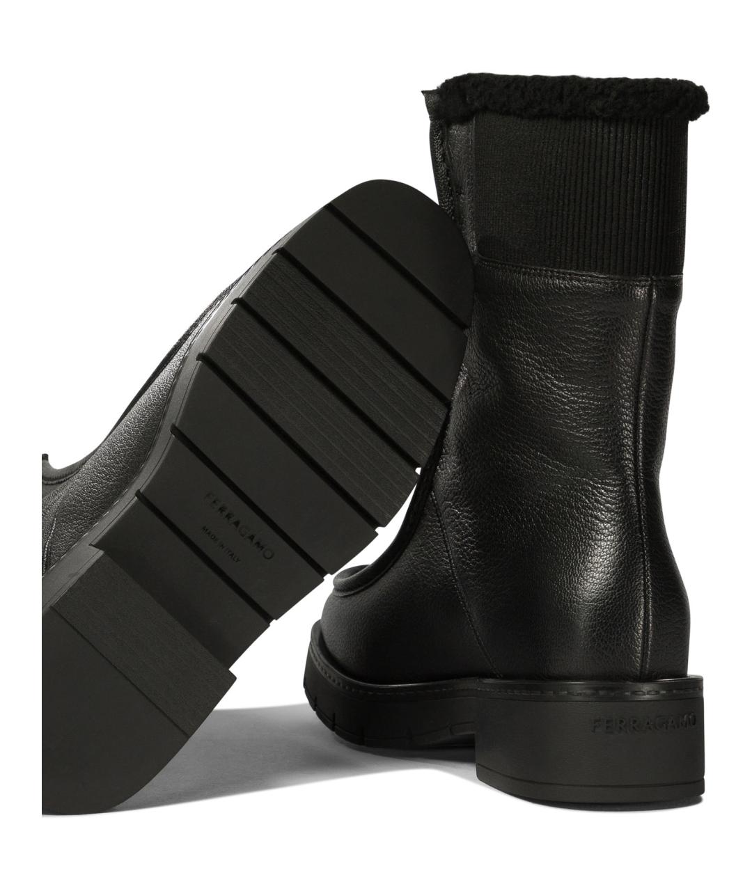 FERRAGAMO Черные кожаные сапоги, фото 5