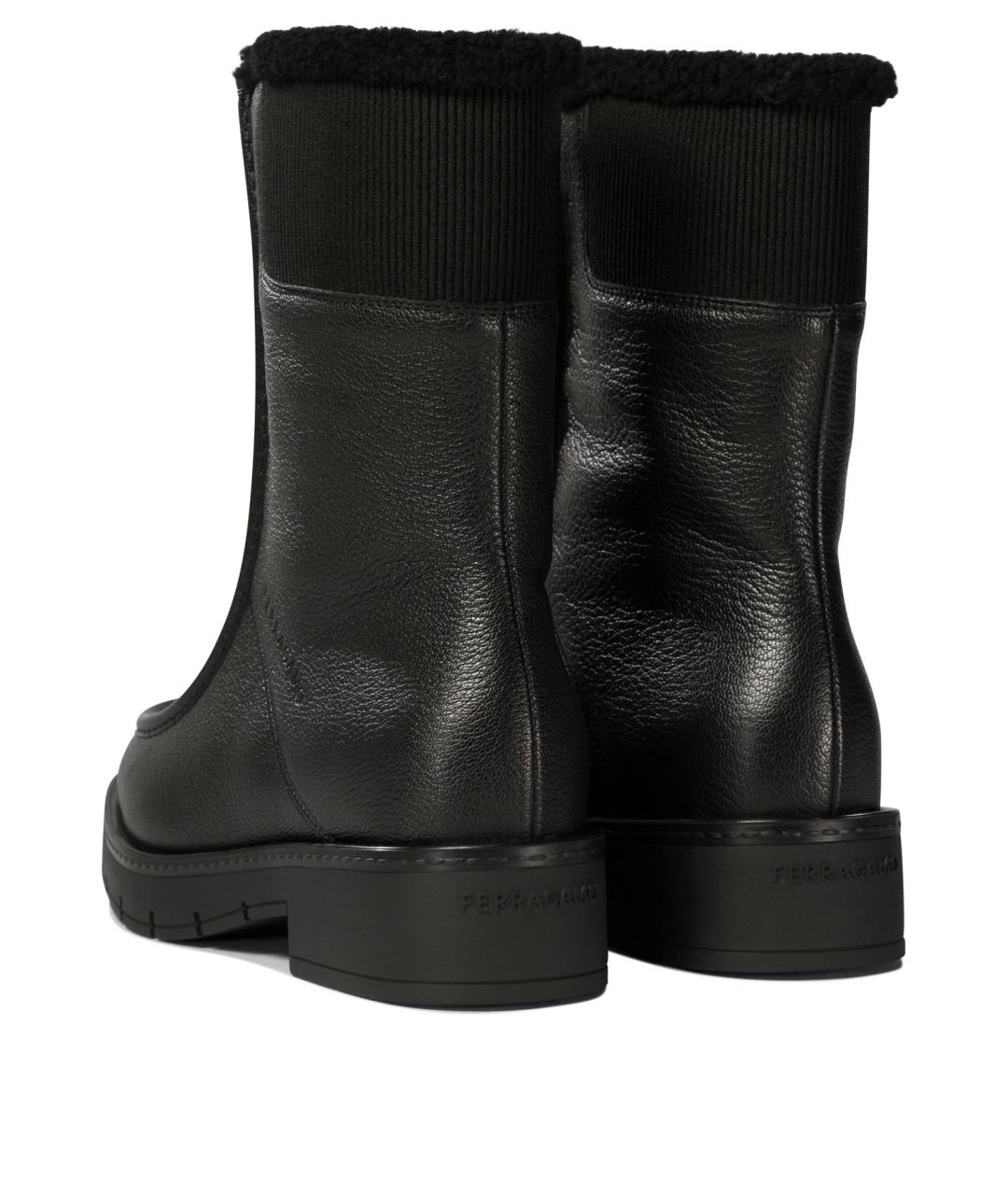 FERRAGAMO Черные кожаные сапоги, фото 4