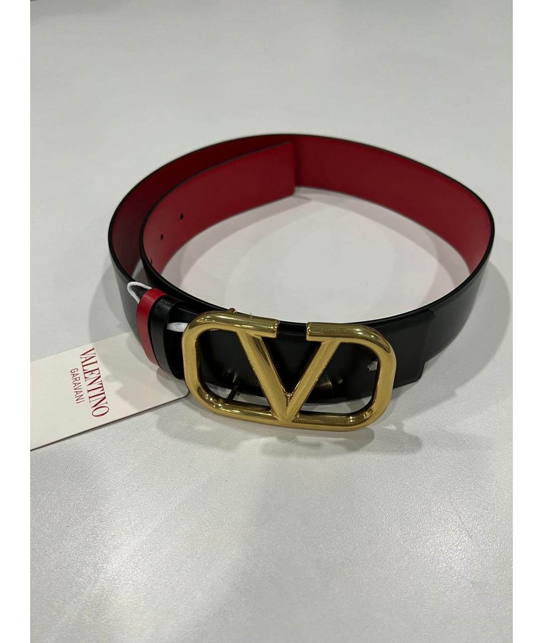 VALENTINO Черный кожаный ремень, фото 2