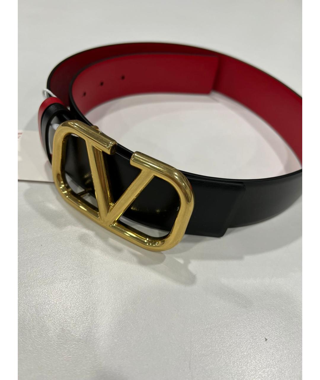 VALENTINO Черный кожаный ремень, фото 3