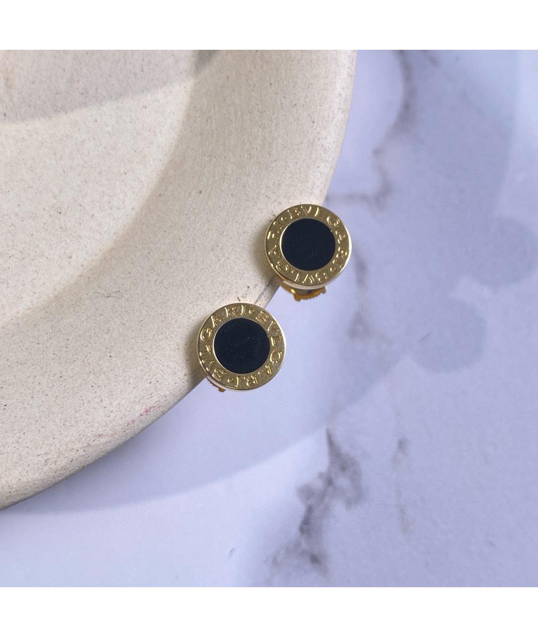 BVLGARI Черные серьги из желтого золота, фото 5