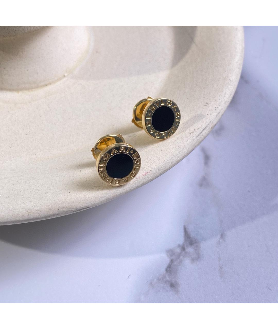 BVLGARI Черные серьги из желтого золота, фото 2