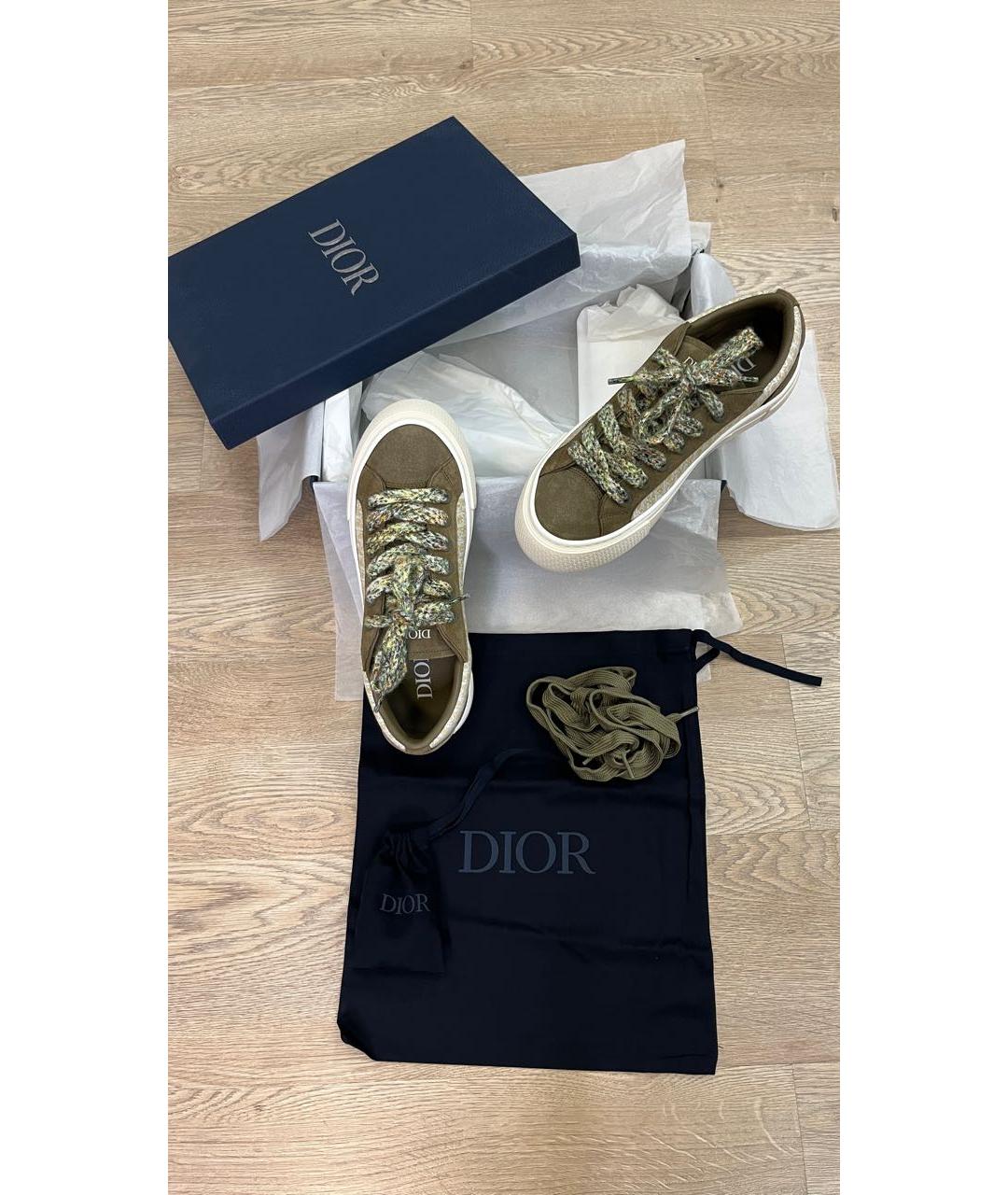 CHRISTIAN DIOR Хаки замшевые низкие кроссовки / кеды для мужчин