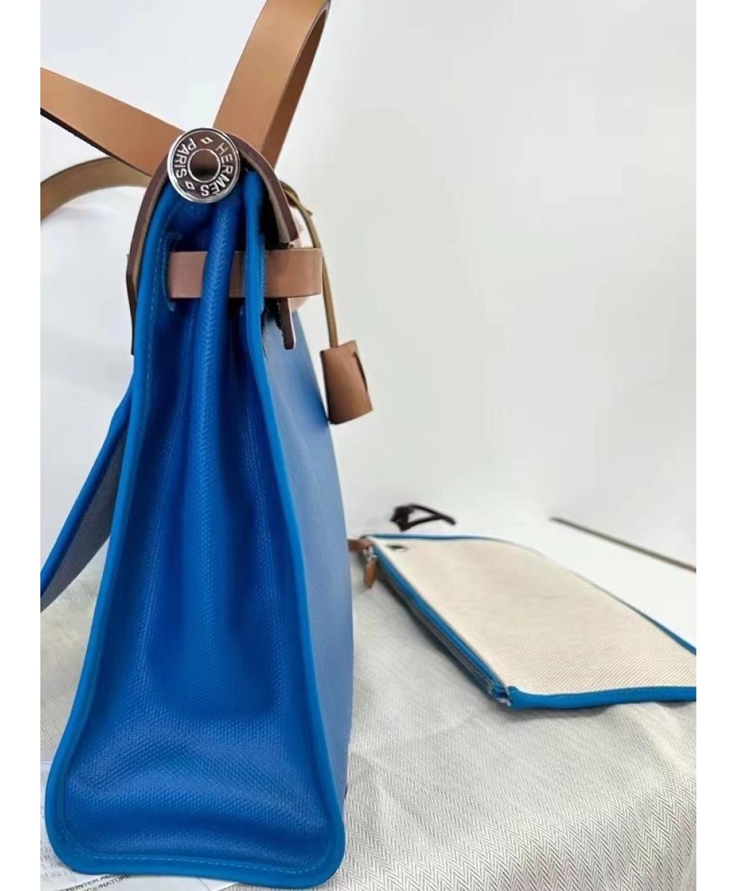 HERMES Синяя сумка с короткими ручками, фото 3