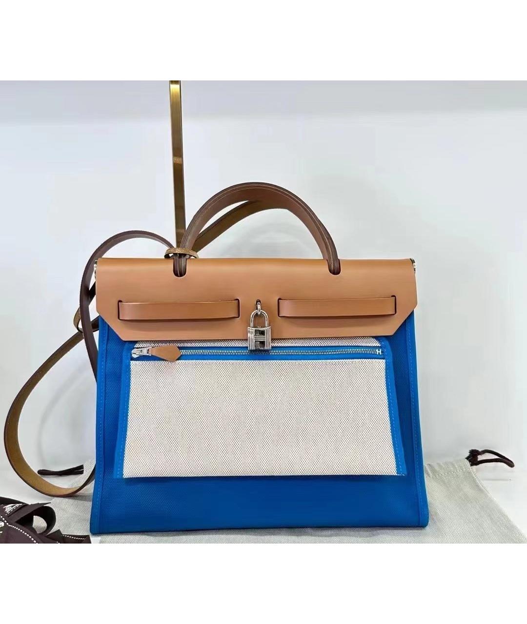 HERMES Синяя сумка с короткими ручками, фото 4