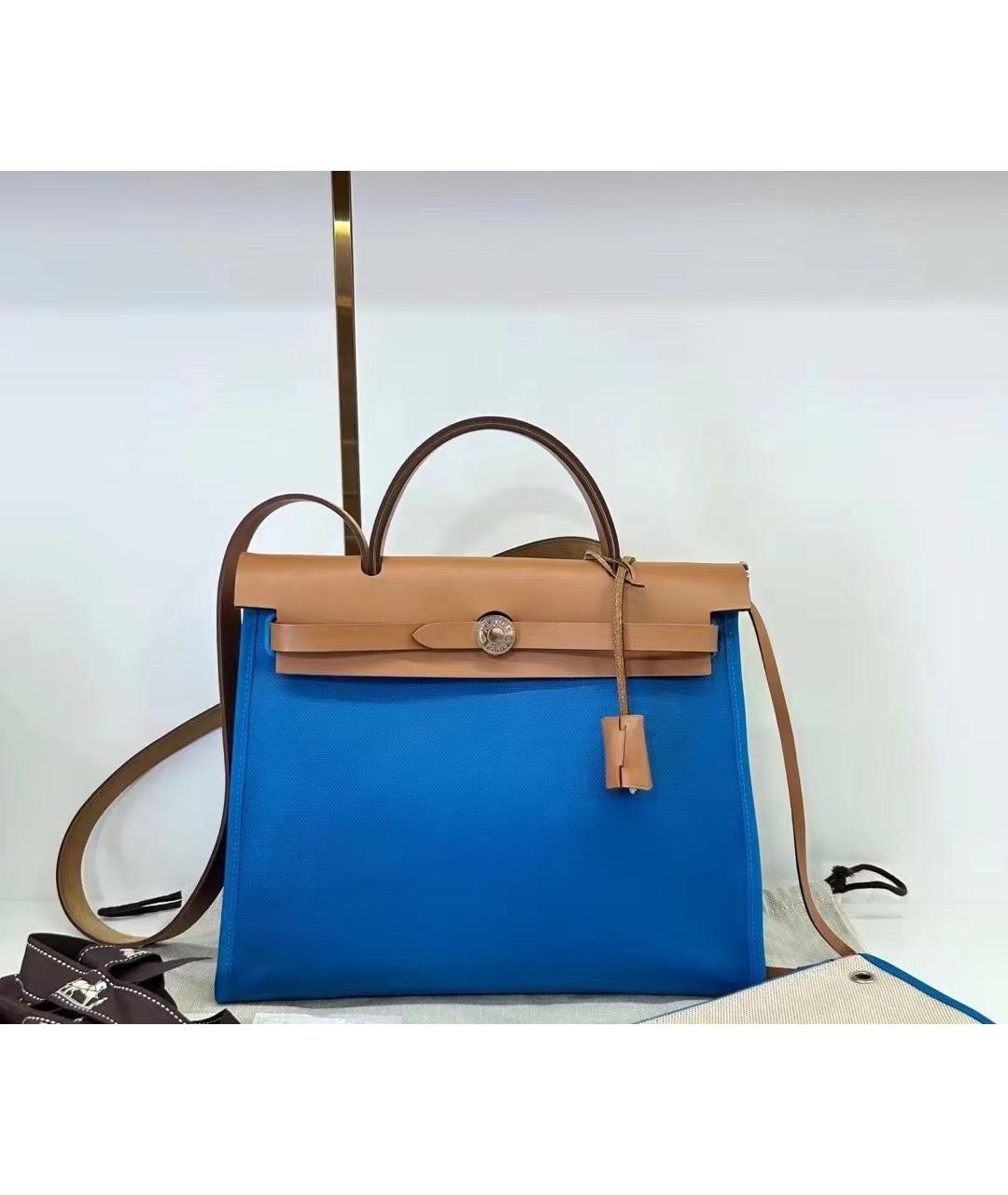 HERMES Синяя сумка с короткими ручками, фото 7