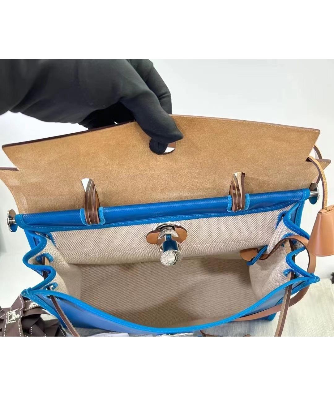 HERMES Синяя сумка с короткими ручками, фото 6