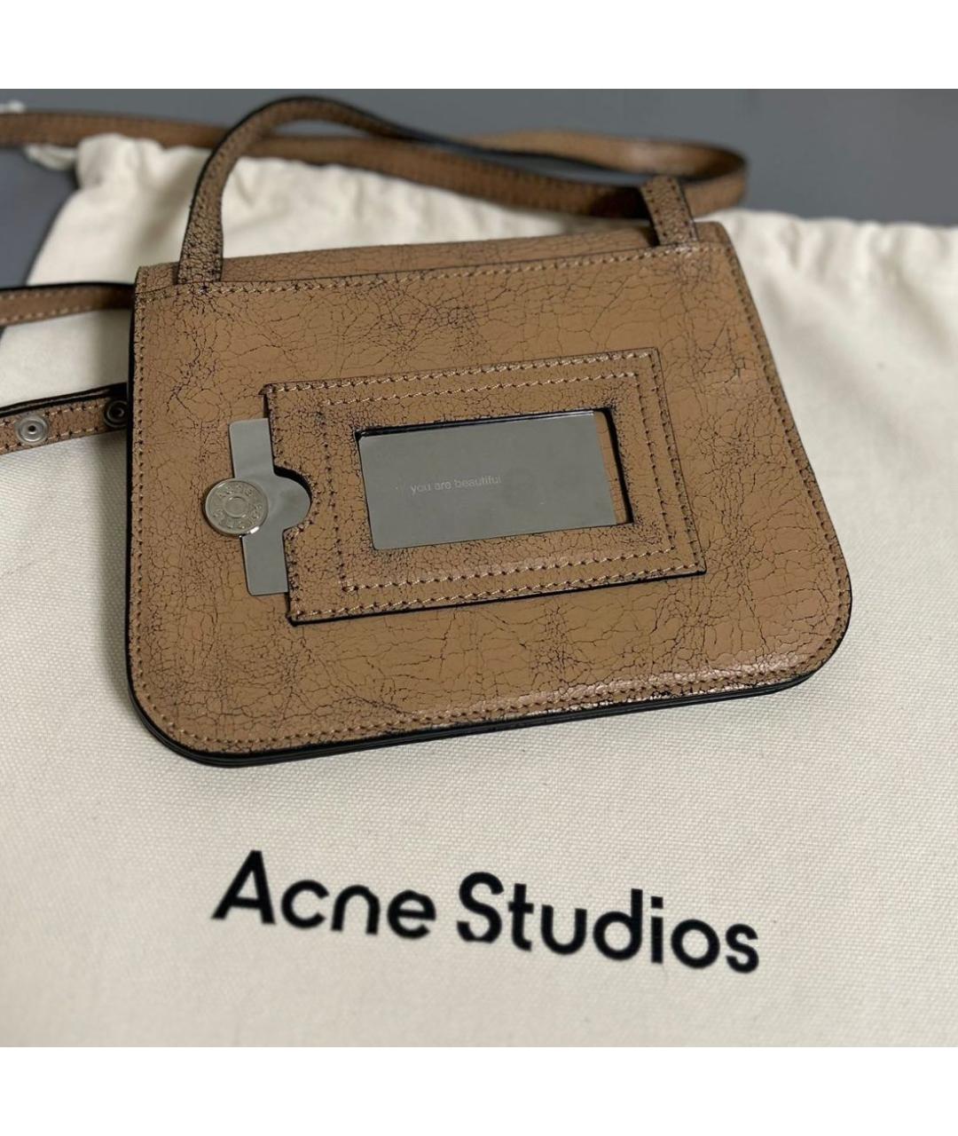 ACNE STUDIOS Бежевая кожаная сумка через плечо, фото 6