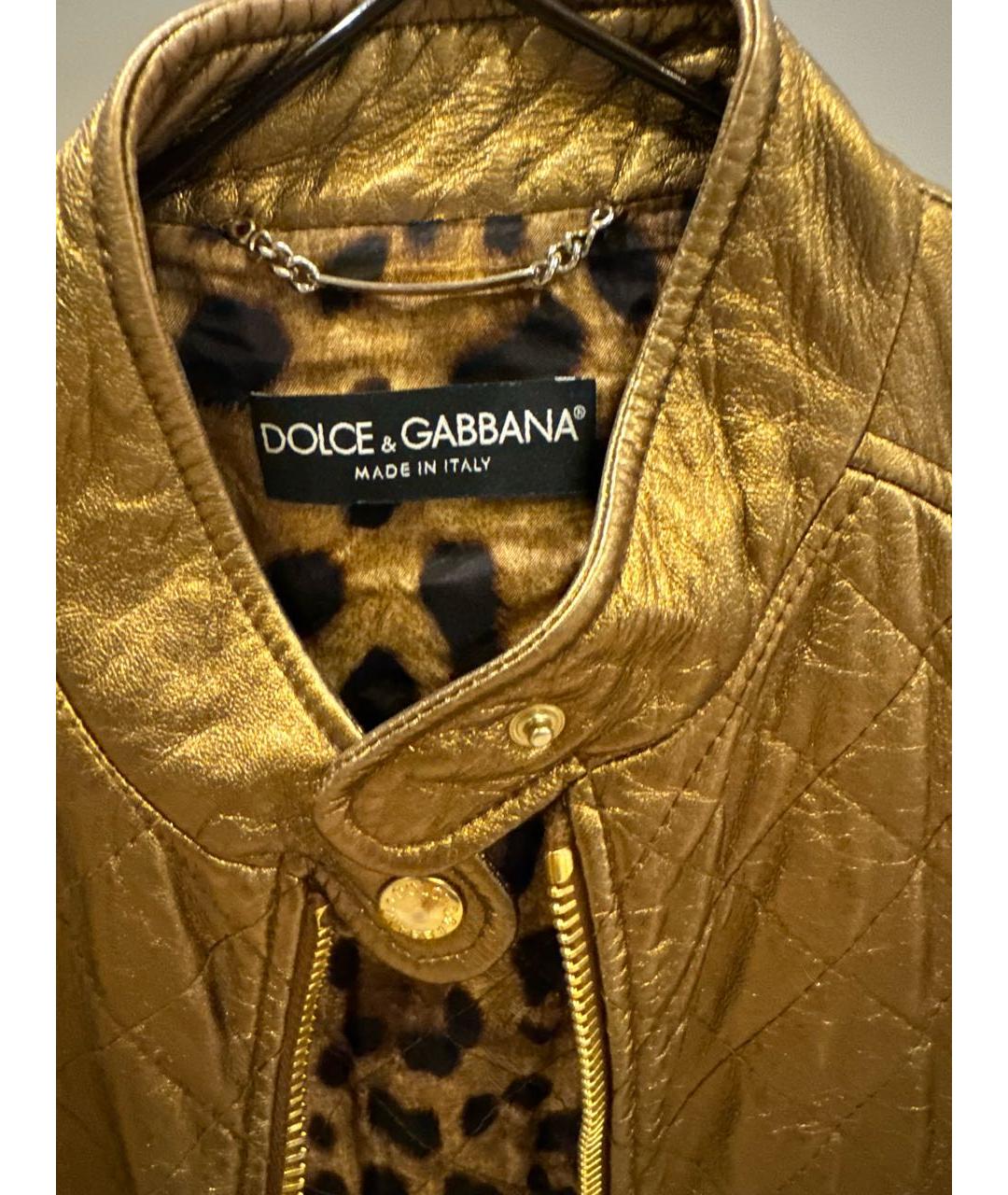 DOLCE&GABBANA Золотая кожаная куртка, фото 3