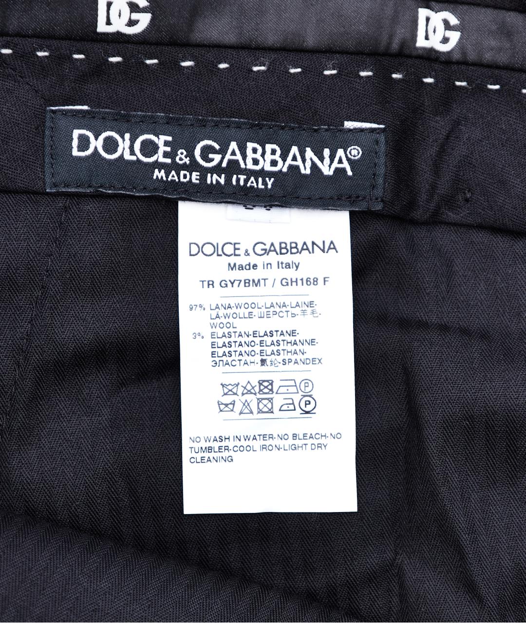 DOLCE&GABBANA Черные шерстяные классические брюки, фото 8