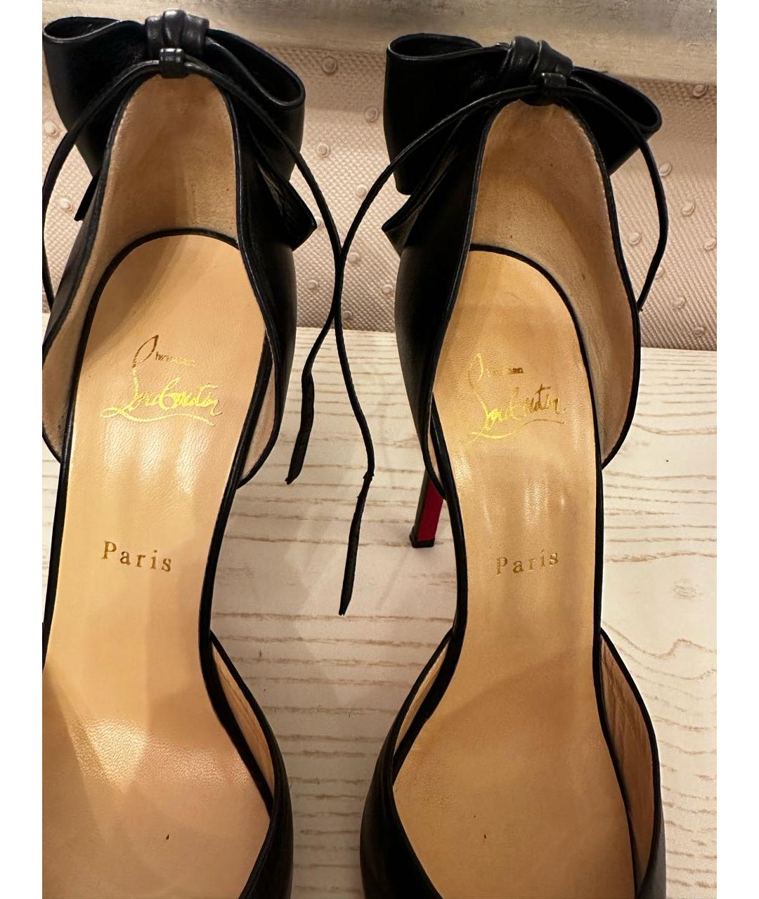 CHRISTIAN LOUBOUTIN Черные кожаные босоножки, фото 3