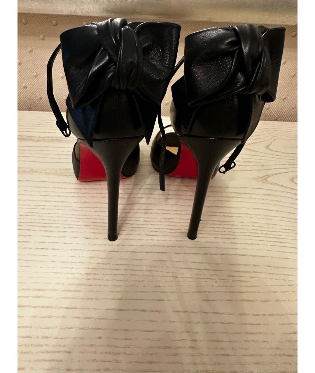 CHRISTIAN LOUBOUTIN Черные кожаные босоножки, фото 4