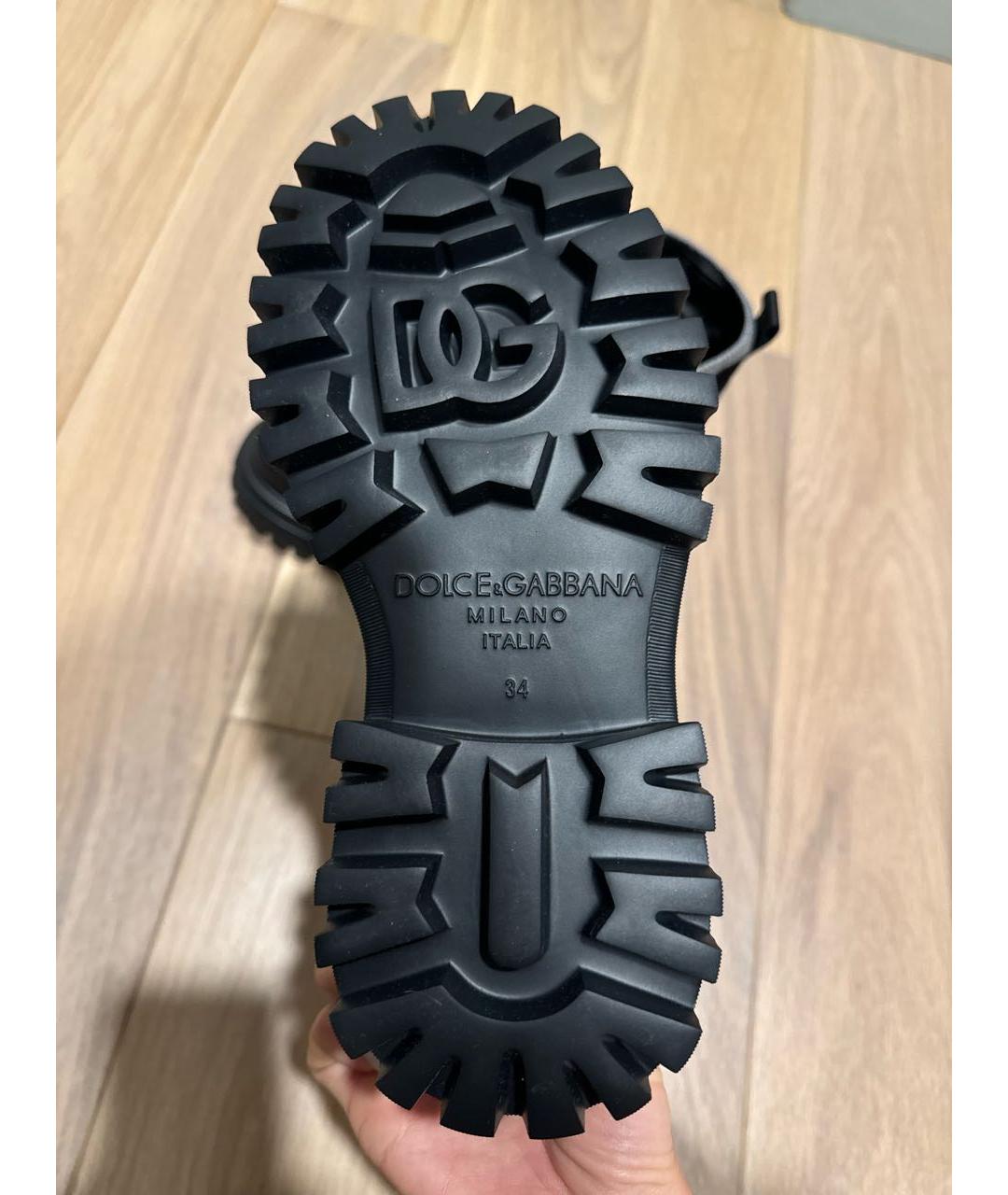 DOLCE&GABBANA Черные кожаные ботинки, фото 6