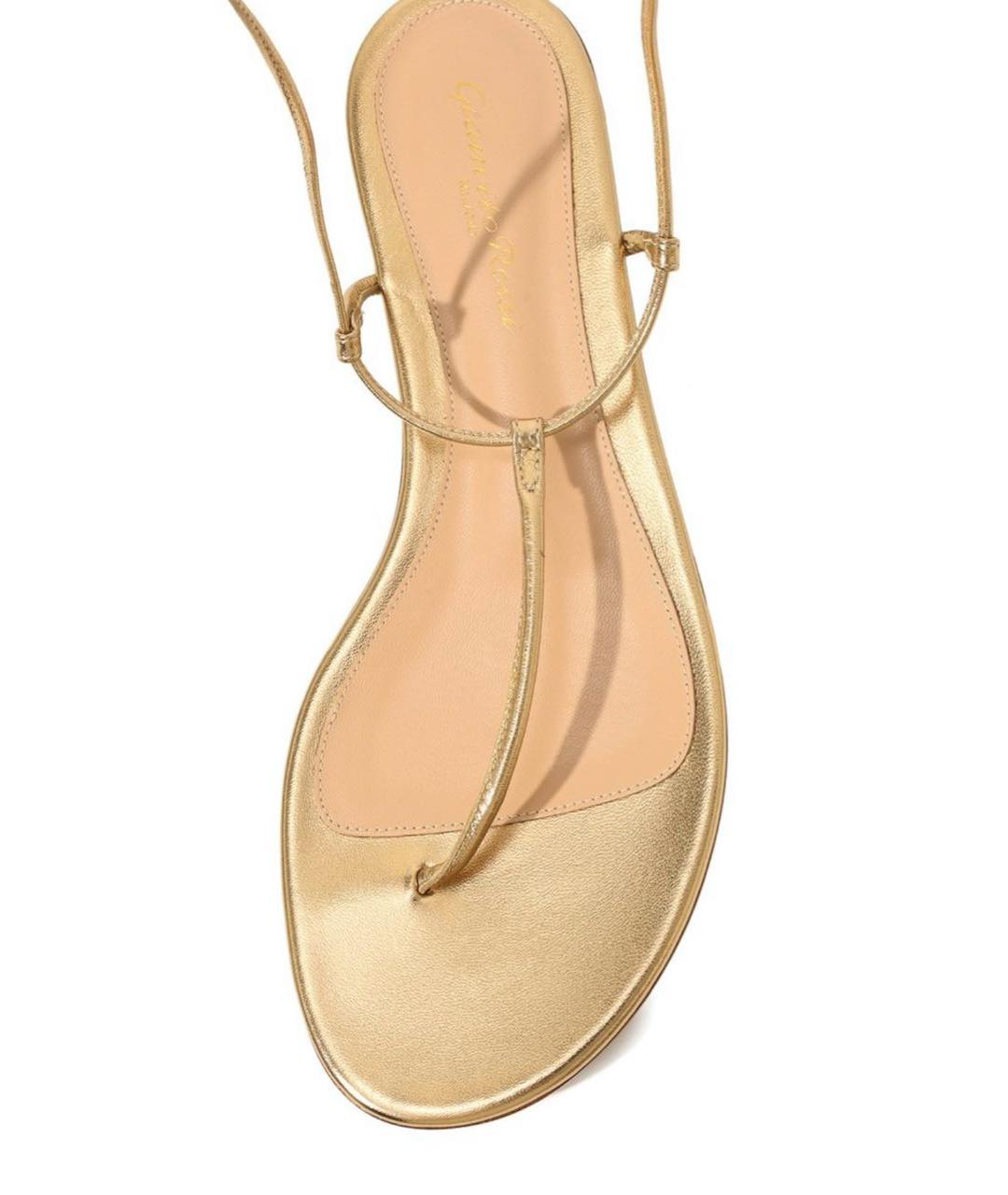 GIANVITO ROSSI Золотые кожаные босоножки, фото 2