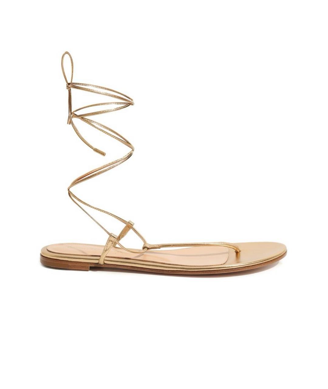GIANVITO ROSSI Золотые кожаные босоножки, фото 7