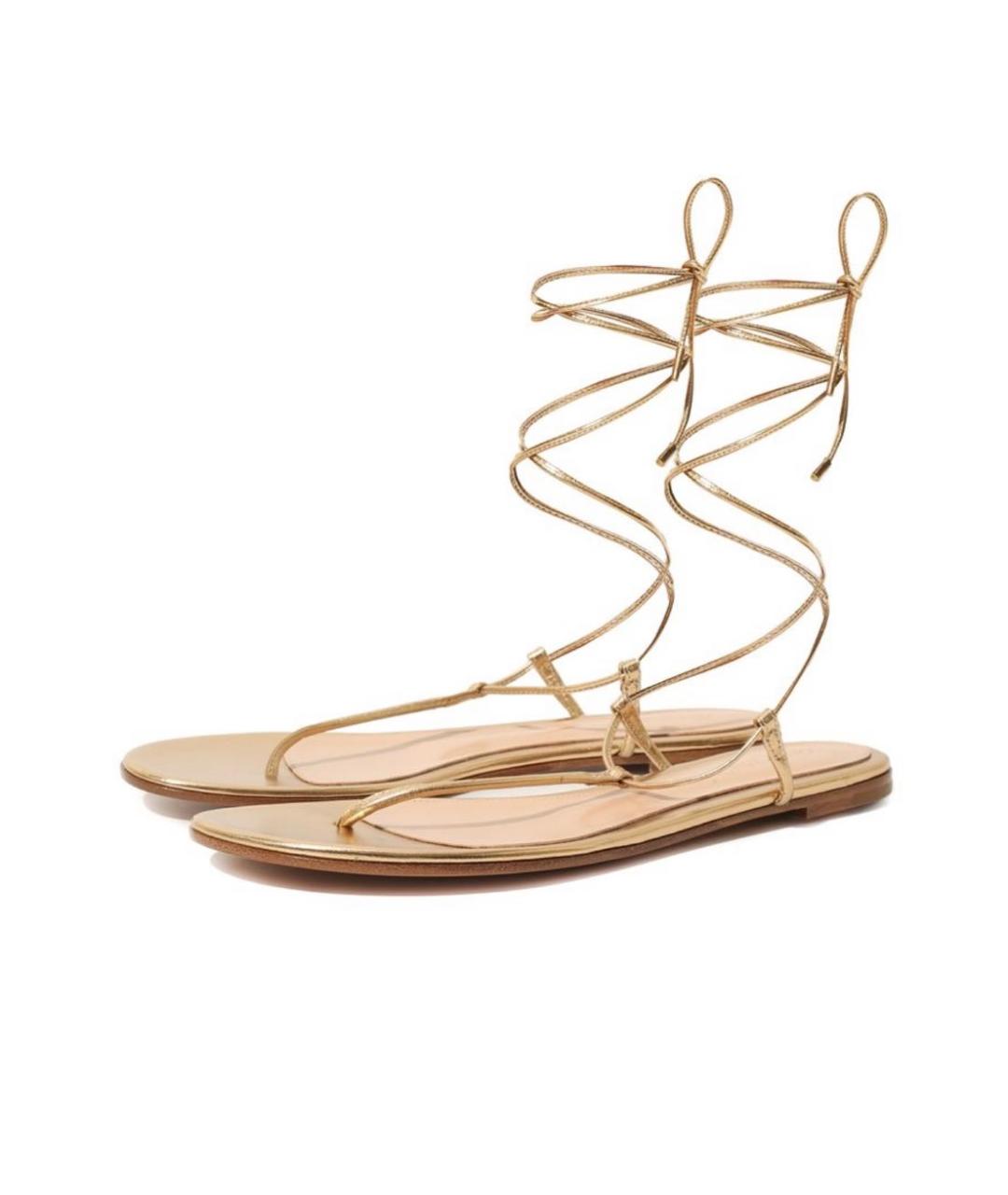 GIANVITO ROSSI Золотые кожаные босоножки, фото 3