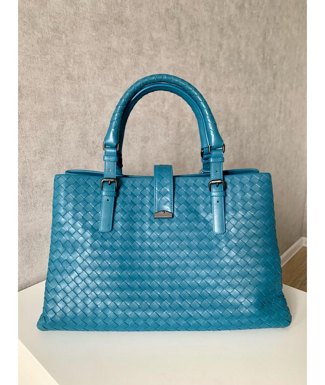 BOTTEGA VENETA Голубая кожаная сумка с короткими ручками, фото 2