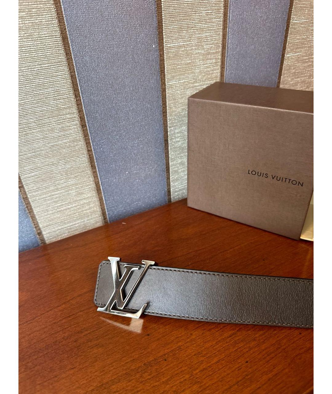 LOUIS VUITTON Черный кожаный ремень, фото 2