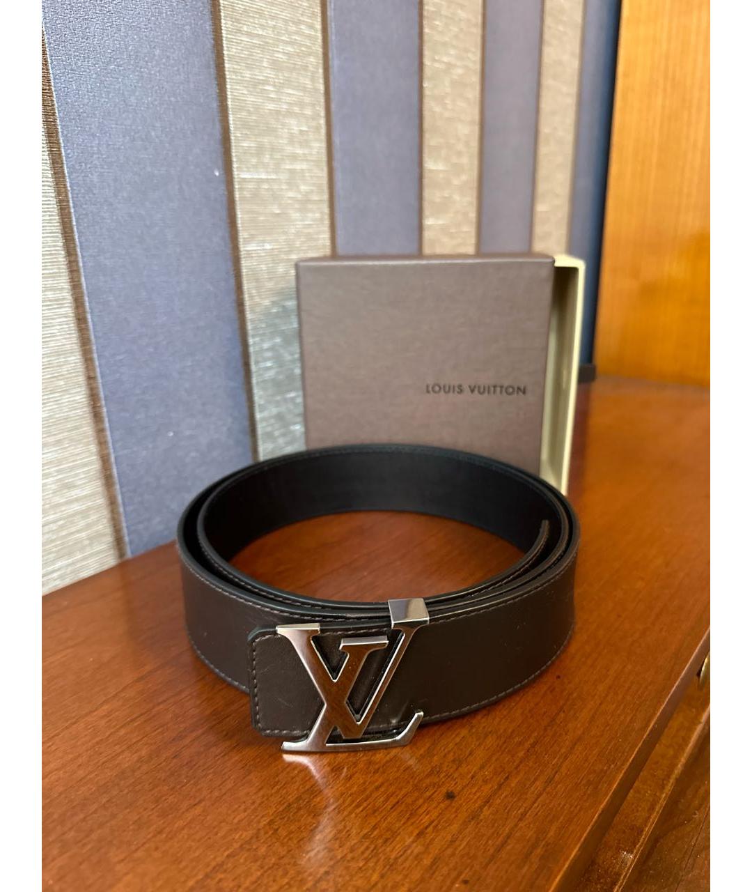 LOUIS VUITTON Черный кожаный ремень, фото 9