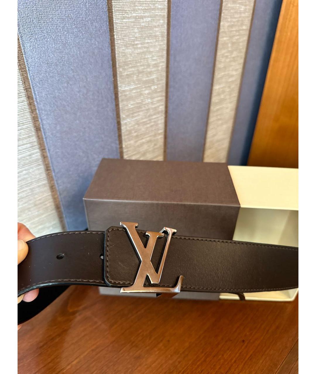 LOUIS VUITTON Черный кожаный ремень, фото 6