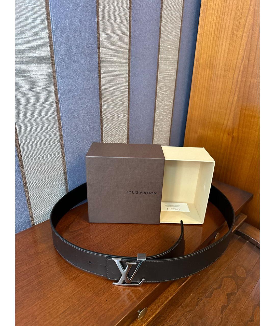 LOUIS VUITTON Черный кожаный ремень, фото 5