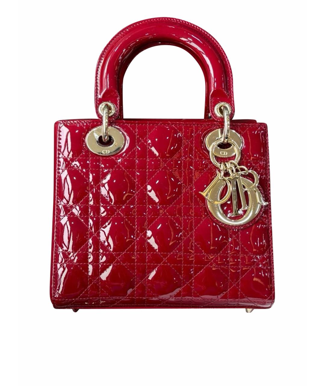 CHRISTIAN DIOR Красная сумка с короткими ручками из лакированной кожи, фото 1