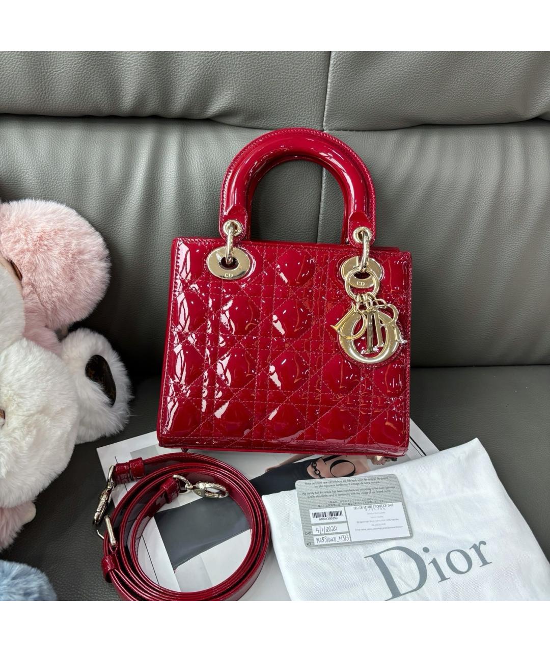 CHRISTIAN DIOR Красная сумка с короткими ручками из лакированной кожи, фото 10